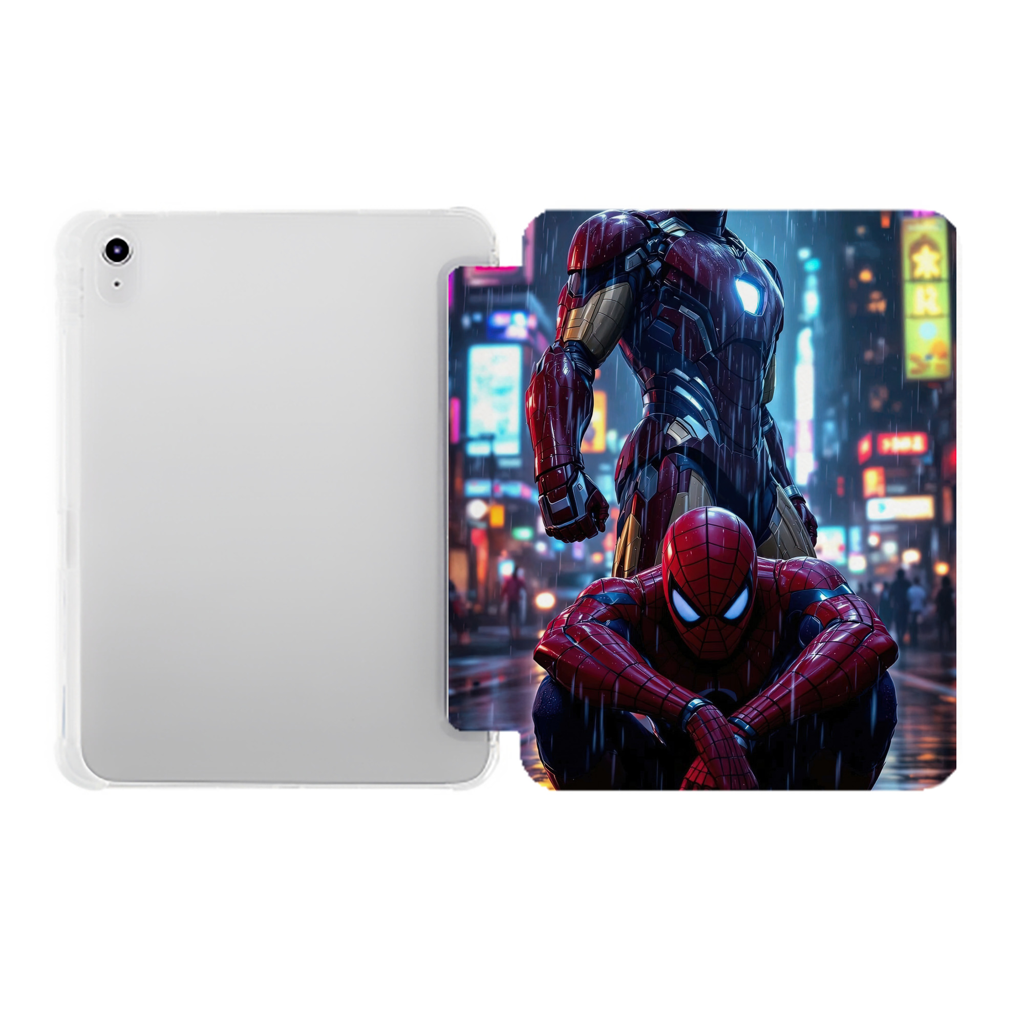 （画像用） Spider Man スパイダーマン IPad ケース ペン収納付き 三つ折りスタンド PUレザー×シリコン 対応機種9.5/10.5/10.9インチ